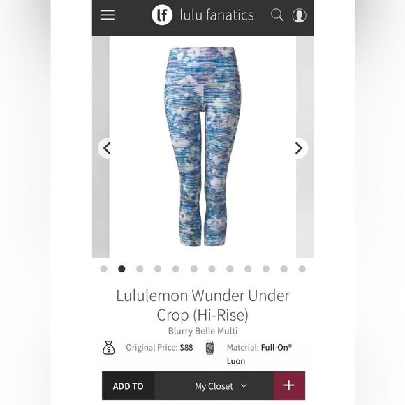 Lululemon Wunder Under
Crop (Hi-Rise) Blurry Belle Multi - Picture 5 of 9
